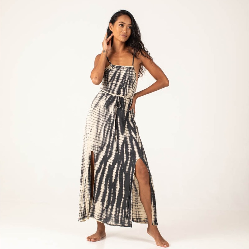 Windsor Black and Cream Tie-Dye Maxi Dress